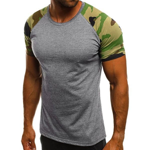 

running t-shirt men fashion men's casual slim camouflage printed short sleeve t shirt blouse gym t shirt #2h04, Black;blue