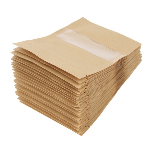 

50x kraft paper bag stand up pouch еды zip замок упаковка w / window