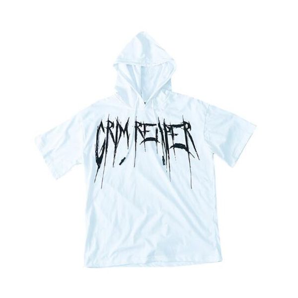

Mens Tshirt Street Casual Style Letter Printed Cotton Loose Style Male Short Sleeve Hooded T-Shirt Free Shipping
