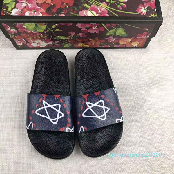 

new fashion men women designer slides shoes summer wide flat slippery sandals slipper flip flop size 35-45 d1, Black