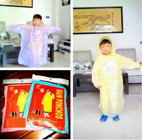 

rylln raincoat poncho outdoor travel children's male and female cloak cloak children's baby students' disposable raincoat env, Red;brown