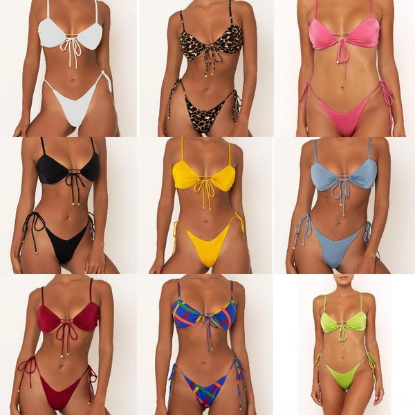 

2020 women's multicolor nylon bandage split 2020 swimsuit bikini women's multicolor nylon bandage bikini split swimsuit, White;black