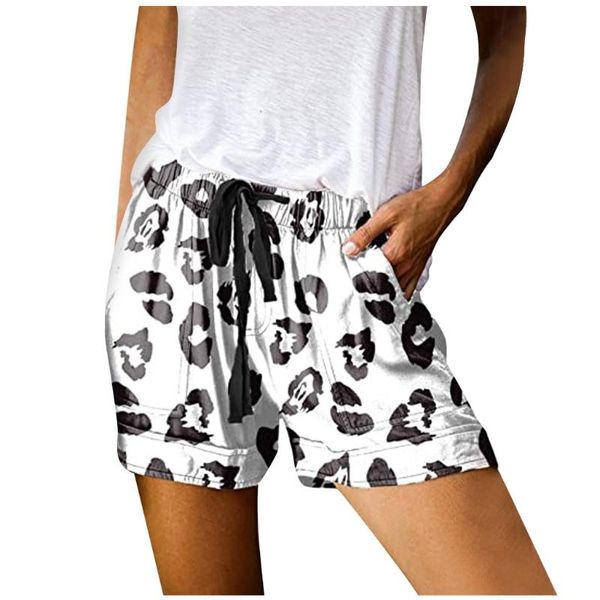 

fashion shorts for women bohemian casual sunflower floral printed shorts drawstring short femme loose yellow short femme, White;black