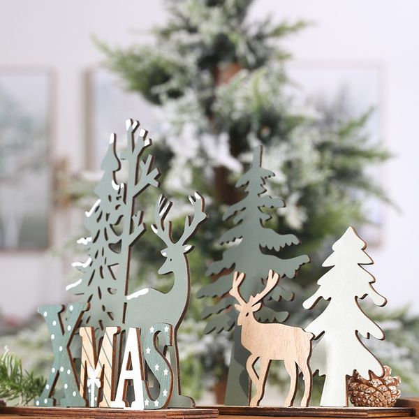 

elk xmas tree wooden ornaments christmas party diy crafts home garden decoration wooden snowflake christmas decorations #u