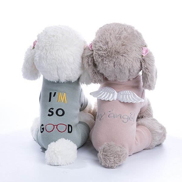 

autumn and winter solid color dog sweater pet puppy clothes pink angel clothes for small and medium dogs dog coat clothes