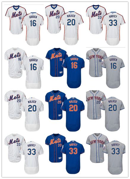 

custom men's women youth ny mets jersey #16 dwight gooden 20 neil walker 33 matt harvey blue grey white baseball jerseys, Blue;black