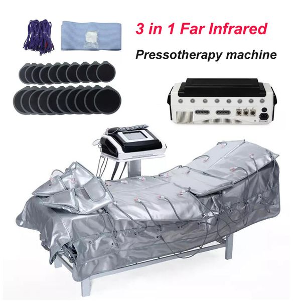 Chaud 3 en 1 pressothérapie minceur équipement professionnel drainage lymphatique masseur machine relaxation musculaire ems forme corps costume pour salon utilisation physiothérapie