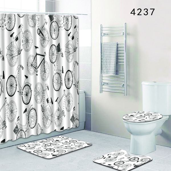 

home shower curtain bathroom mat rug toilet cover rug set heart printed decors
