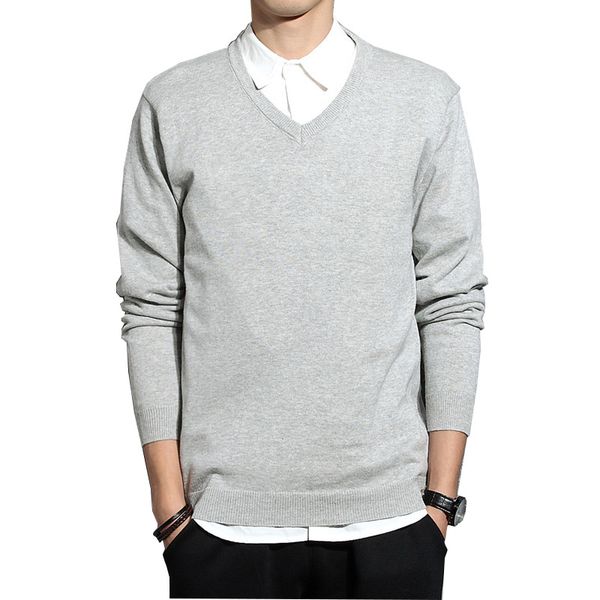 

2018 new autumn fashion brand casual sweater men v-neck slim fit solid men sweaters cotton pullovers male, White;black
