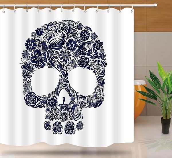 

modern skull star shiny silver on diamond glam scatter sparkle particle shower curtain waterproof polyester fabric douchegordijn