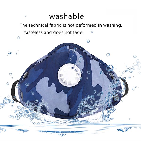 

monerffi pm2.5 washable mouth mask with breathing valve anti dust mask nose filter windproof face anti bacteria flu