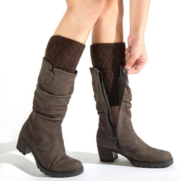 

women knit leg warmer short boot cuffs buttons crochet boot socks knitted gaiters autumn winter sport yoga socks*, Black