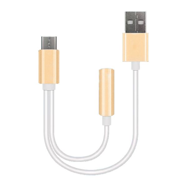 

2 in 1 new explosion headphones transfer wiring type-c two in one audio charging data line