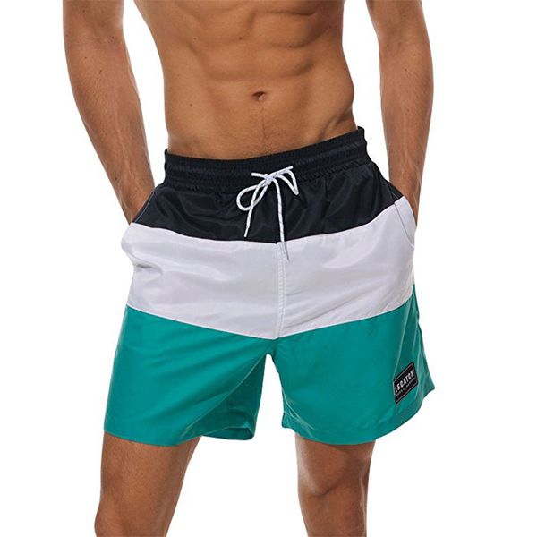 

hemiks fashion casual men patchwork shorts summer beach wear drawstring elastic waist men's shorts pants, White;black