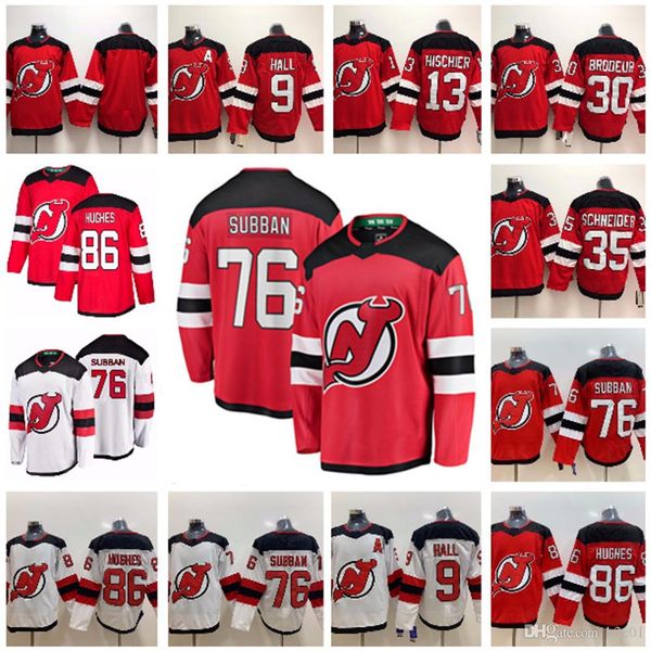 

Men's 2019 New Jersey Devils Jack Hughes P.K. Subban Taylor Hall Nico Hischier Martin Brodeur Cory Schneider Greene Alternate Hockey Jerseys