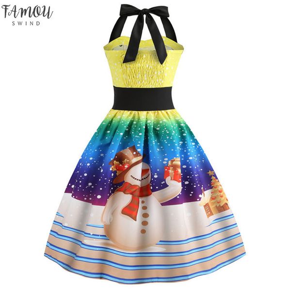 

урожай платье 2020 повседневный рождество cat снеговик женщины robe 50s 60s rockabilly качели pinup платье лоскутная элегантный платье парти, Black;gray