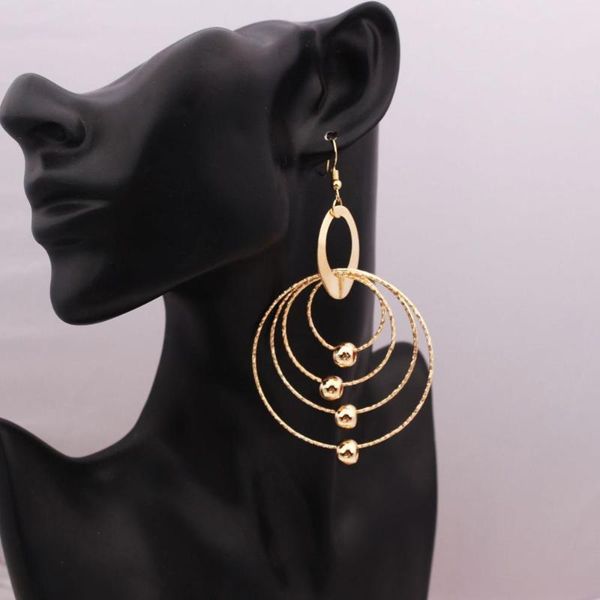 

earrings 2020 exaggeration punk earrings spring and autumn smart geometric multi-layer big circle golden beads, Silver