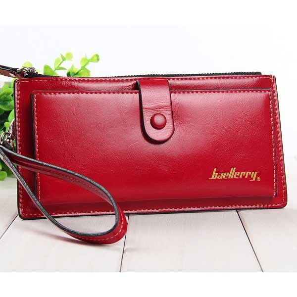 

new fashion long women wallet solid leather hasp zipper card holders female mini mobile bag money coin purse lady clutch wallet, Red;black