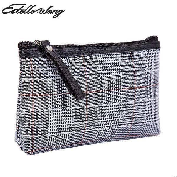 

women waterproof dust-proof british plaid cosmetic bags multifunctional polyester travel washing mobile bag make up purse