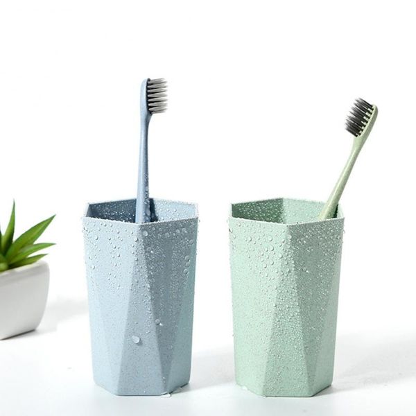 

simple travel portable washing cup bathroom sets wheat straw toothbrush holder good morning tooth brush storage organizer cup