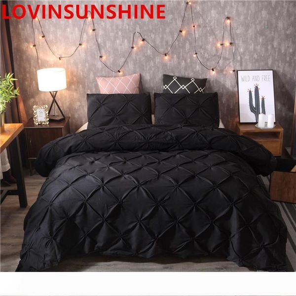 

luxury black duvet cover pinch pleat brief bedding set  king size 3pcs bed linen set comforter cover set with pillowcase t200110