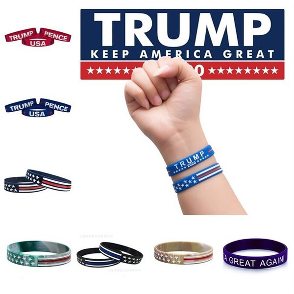 

19 styles us president trump propaganda hand elastic ring silicone hand ring american flag decorative propaganda fine wristband t3i5108