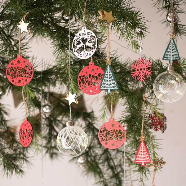 

wooden christmas tree decorations pendant holiday house bar shop decoration diy craft hanging jewelry