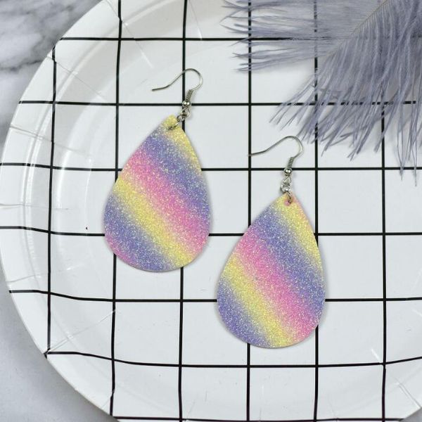 

sequins waterdrop earrings super shiny gradient color leather teardrop big earings women european designer jewelry wholesale, Silver