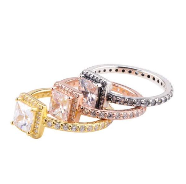 

lady classical cubic zirconia rings new trendy jewelry promise rings girlfriend gift ing, Golden;silver