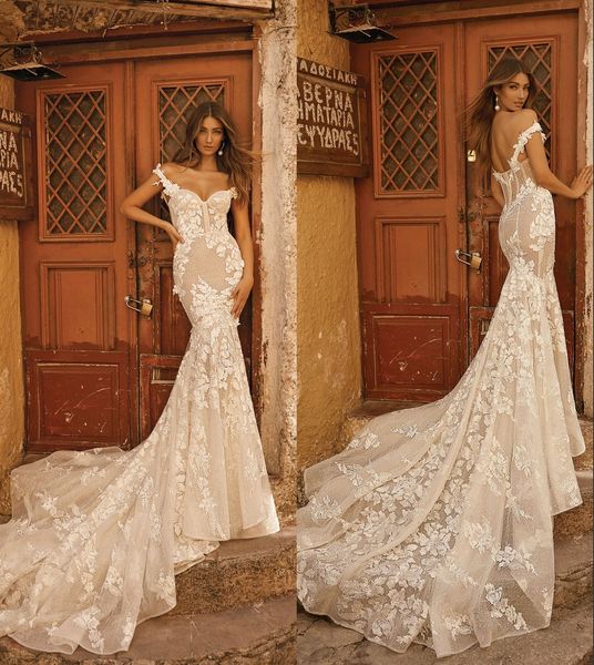 

2019 new lace mermaid wedding dresses beach bridal gowns elegent sheer dresses for bohemian wedding gowns custom made, White