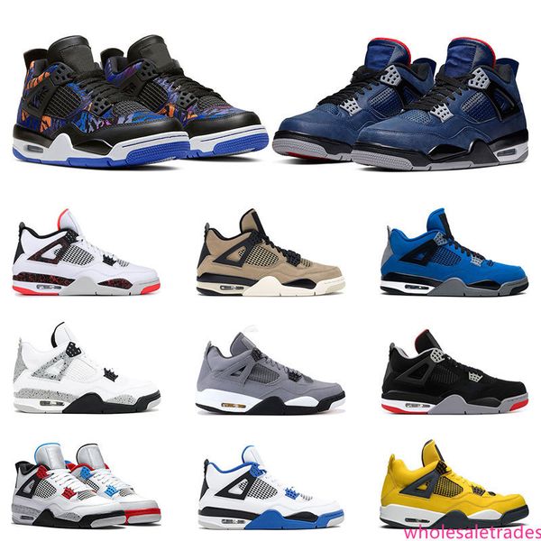 

новые мужские ботинки баскетбола 4 пик фиолетово верный синий, что холодный серый цвет бледно-лимонный 4с раптор спортивные тренеры спорт кр