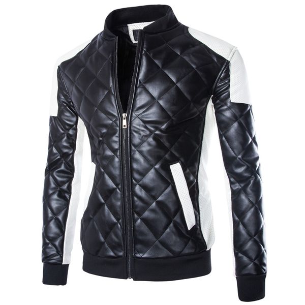 

aliexpress autumn and winter men's leather coat trend washing pu stand collar leather coat, Black