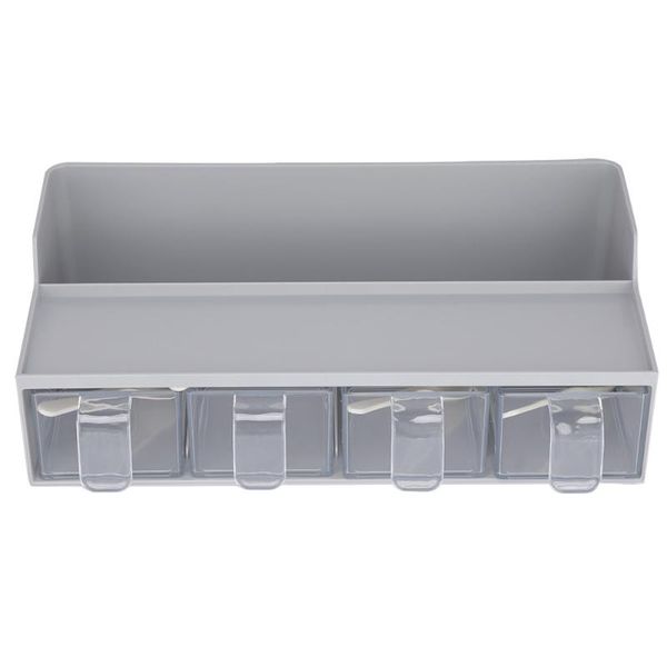 

spice storage box clear seasoning box condiment storage containers 4 pcs acrylic spice jars dispenser gray kitchen tools