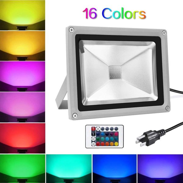 

led flood light 50w rgb outdoor spotlight ip65 waterproof color changing dimmable security wall washer lighting with remote control
