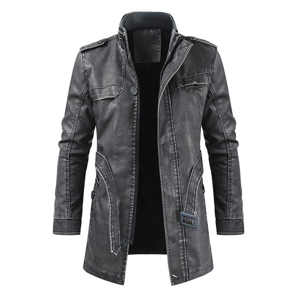 

осень mens твердой pu куртка модельер толстых мужские пальто casual male сыпучей одежда с поясами, Black;brown
