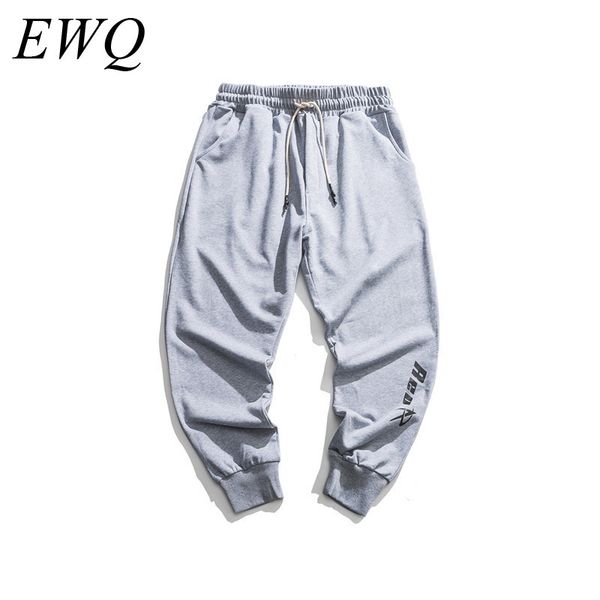 

men's pants ewq / wear 2021 spring casaul sportspants for male tide personality handsome sweatpants black grey 9y780
