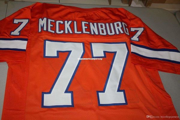 

retro karl mecklenburg #77 custom s-5xl,6xl mitchell & ness jersey orange stitching men's football jerseys rugby, Black;blue