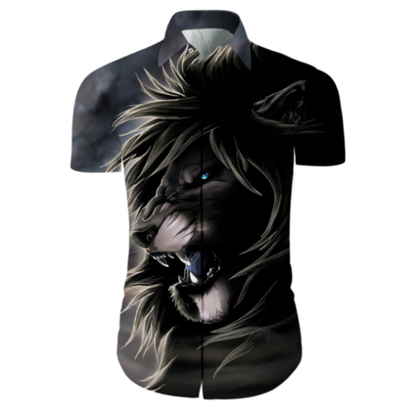 

kissqiqi 3d printed short sleeve shirt lion 2020 new european and american style men's short sleeve shirt maximum size 5xl, White;black