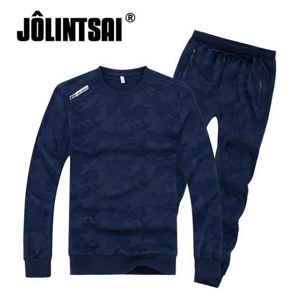 

new camouflage sportswear 2017 autumn 2 piece set plus size 7xl 8xl men's sporting suit casual +pants male tracksuits sets, Gray