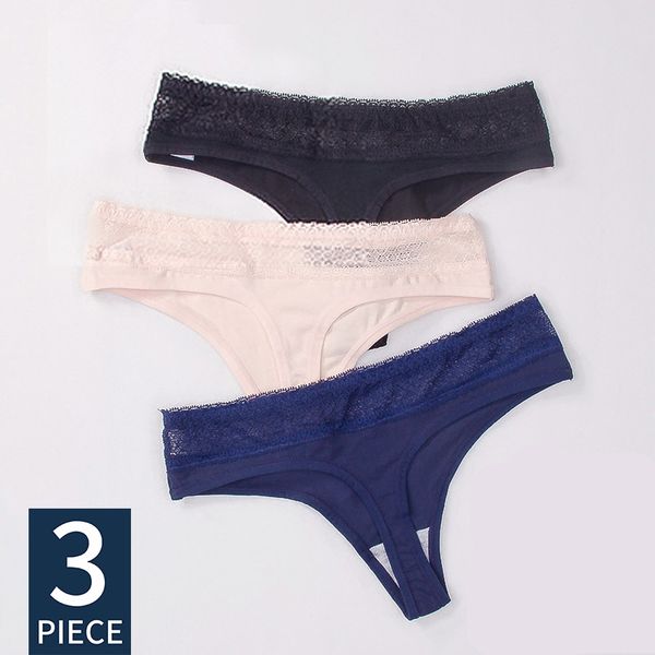 

3pcs/lot -xxxl plus size women thong lace underwear g string bikini women briefs t back seamless hollowing panty, Black;pink