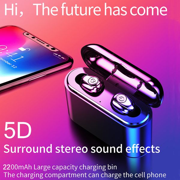 

x8s tws bluetooth 5.0 wireless earphones headphone waterproof with 2200mah power bank for iphone smart phone
