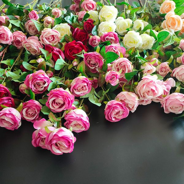 

fake flowers artificial silk flowers 75cm 6 rose branch fake rose bouquets wedding decoration table flower