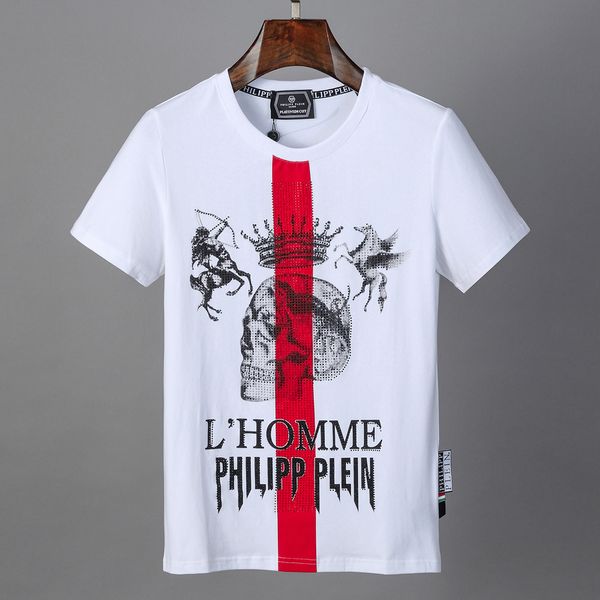 

philipp p brand mens designer t shirts firmata uomo fashion luxury designer t shirt summer homme mens tshirt tee 8814, White