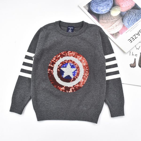 

boy's осень и зима весна одежда свитер 2-6 boy's мультфильм crew neck base младенца человек-паук америка капитан свитер, White