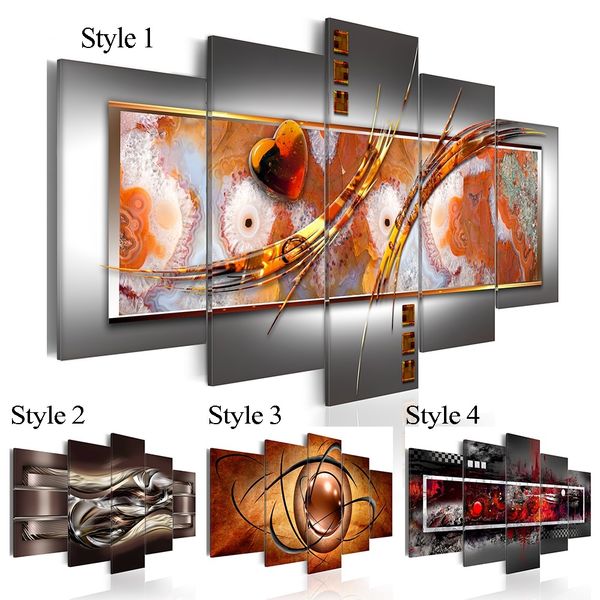

(no frame)5pcs/set fashion wall art canvas painting abstract wave line modern home decoration,choose color:4 and size:2