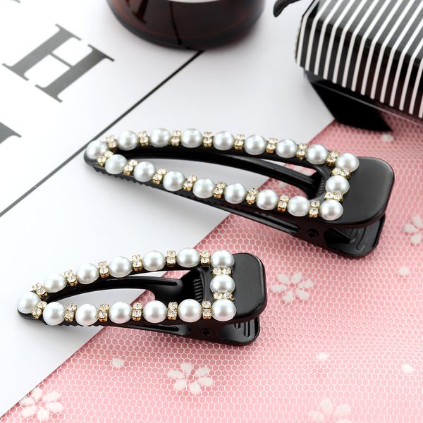 

fashion pearl hair clip clamp hairpin for women girls hairpin rhinestone bobby pin hair styling accessories, Golden;silver