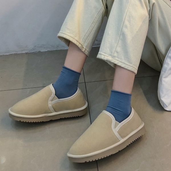 

winter shoes womens warm boots plus fur waterproof snow boots slip on ladies suede cotton flat shoes zapatos de mujer, Black