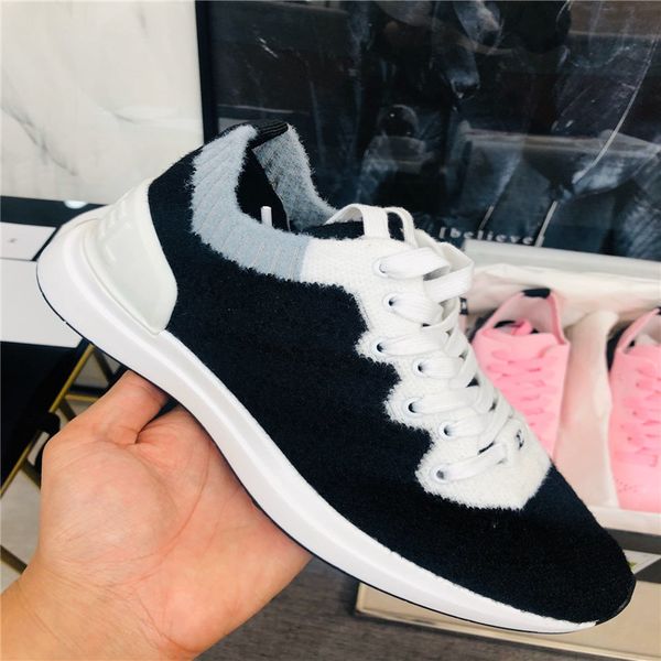 

knit flat bottom lace-up elastic color-matching fashion shoes luxury women's shoes comfortable non-slip breathable sports casual shoes, Black
