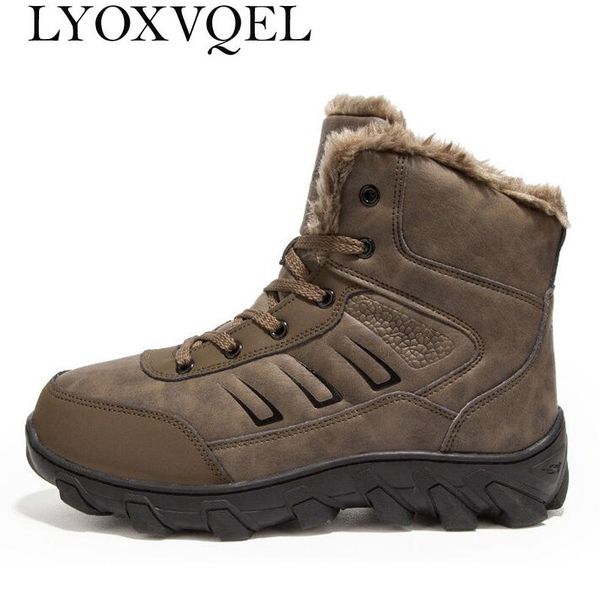 

fashion split leather men boots winter with fur warm snow boots work rubber shoes men footwear 39~48 c046, Black