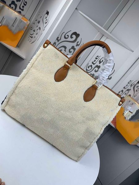 

new winter teddy onthego luxury designer handbag fashion brand womens handbags shopping bag shoulder bags cashmere totes purse paris 41*33cm
